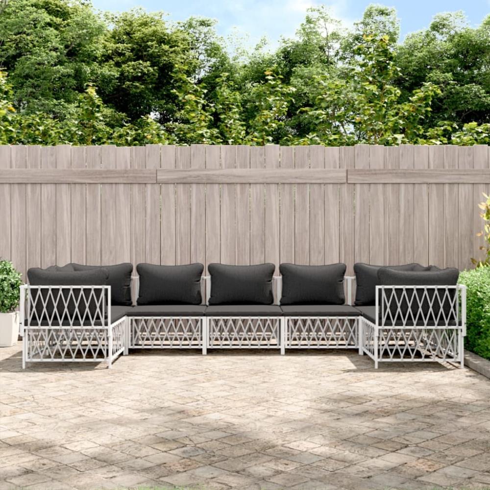 vidaXL 7-tlg. Garten-Lounge-Set mit Kissen Weiß Stahl Bild 1