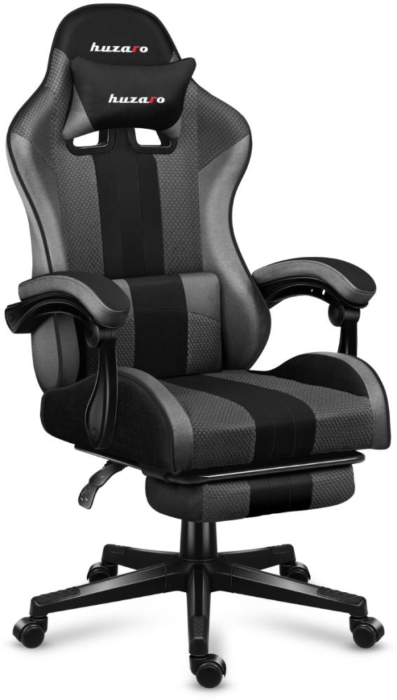 huzaro Force 4 7 Gaming Stuhl Bürostuhl Schreibtischstuhl Gamer Sessel bis 140 kg belastbar Duale Neigung Armlehnen Nackenkissen Lendenkissen Fußstütze Grau Mesh Bild 1