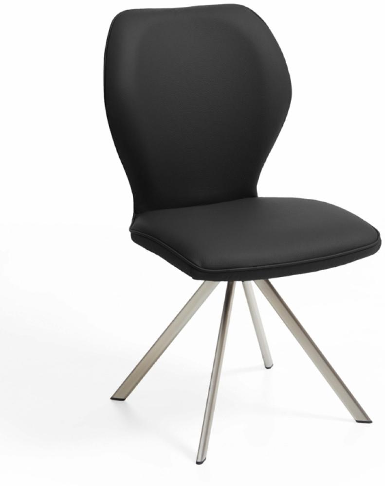 Niehoff Sitzmöbel Colorado Trend-Line Design-Stuhl Edelstahlgestell - Leder - 180° drehbar Napoli schwarz Bild 1