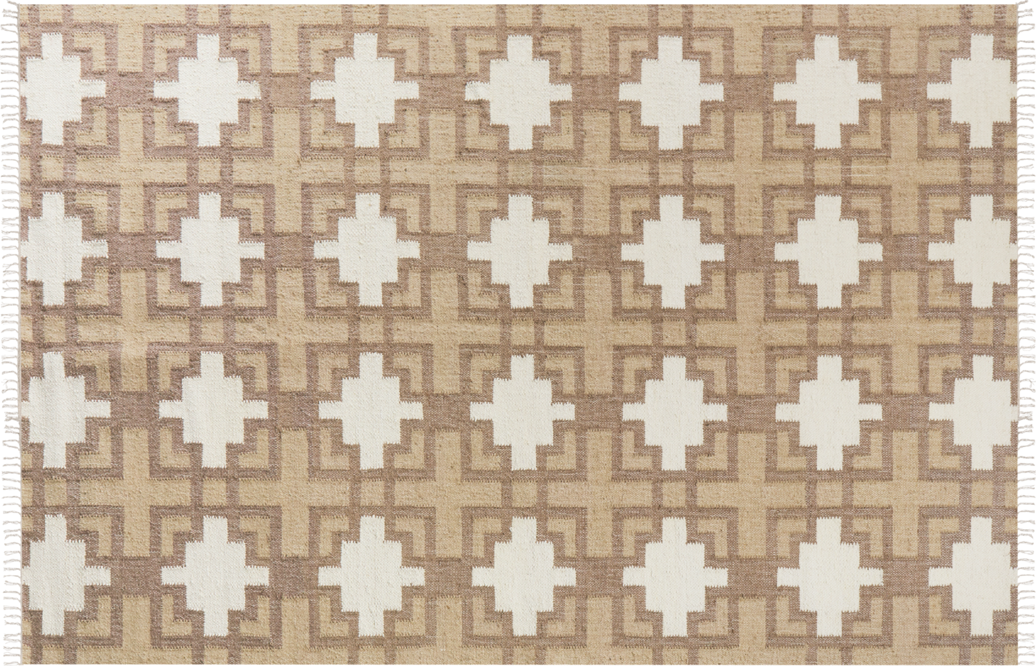 Teppich Jute beige 200 x 300 cm geometrisches Muster Kurzflor KONURTAY Bild 1