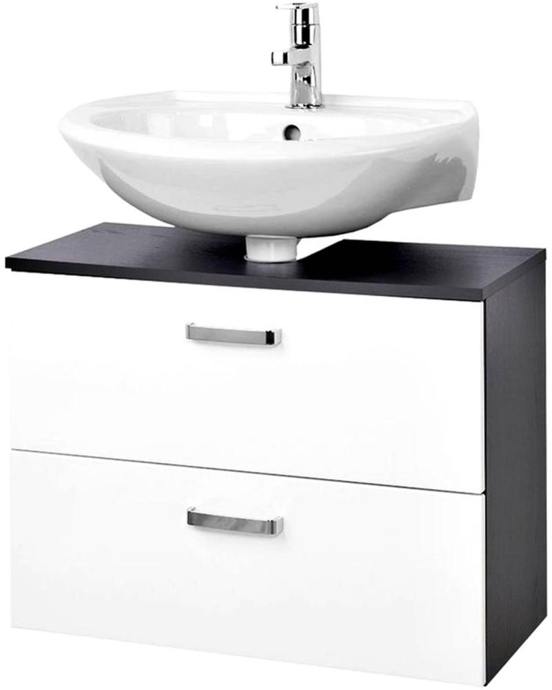 'Bologna' Waschbeckenunterschrank, MDF, weiß/graphitgrau, Hochglanz Bild 1