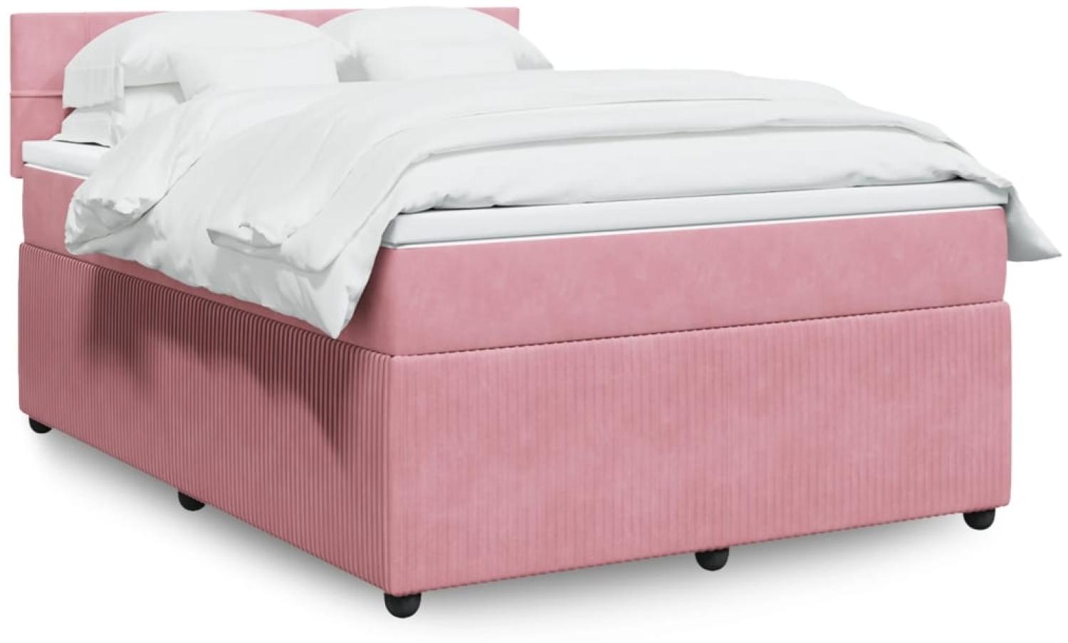 vidaXL Boxspringbett mit Matratze Rosa 160x200 cm Samt 3290087 Bild 1