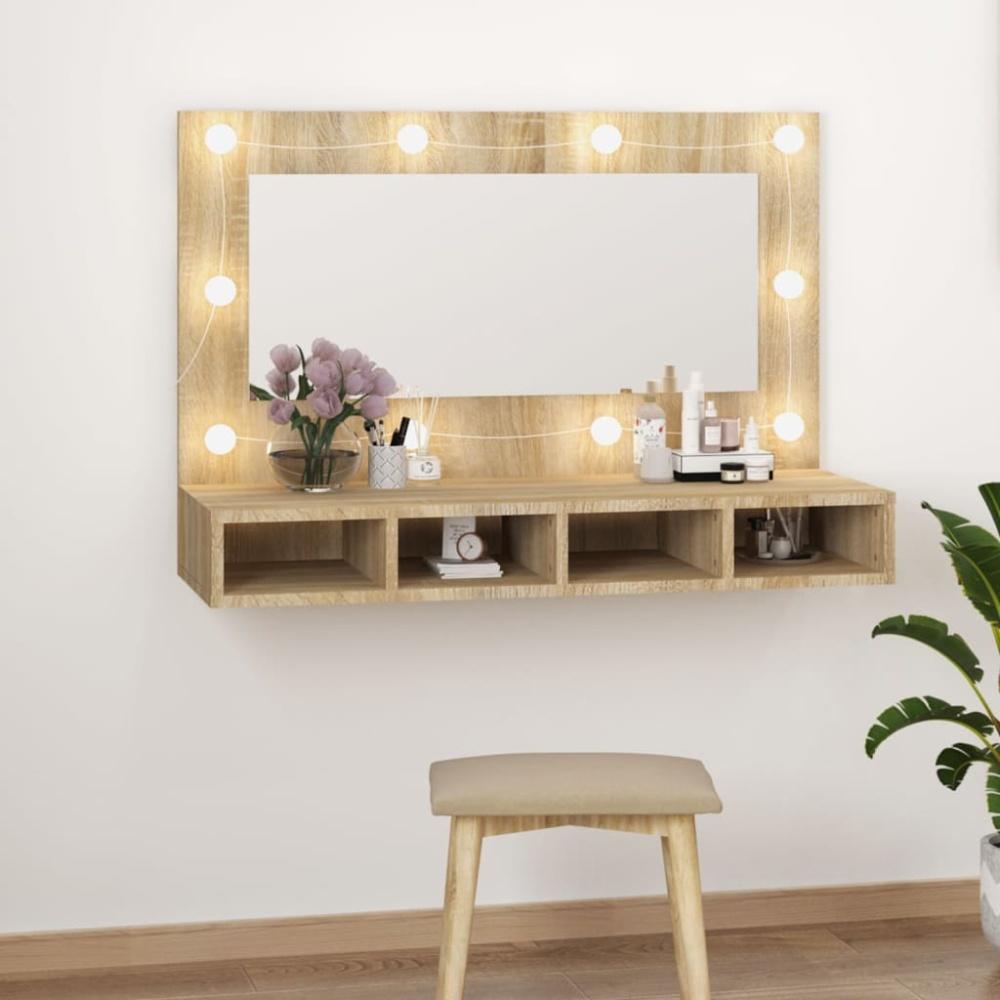Spiegelschrank mit LED Sonoma-Eiche 90x31,5x62 cm Bild 1