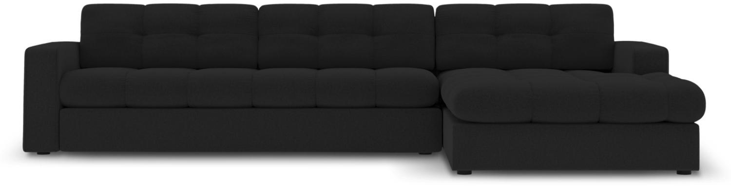 Micadoni 4-Sitzer Ecke rechts Sofa Justin | Bezug Black | Beinfarbe Black Plastic Bild 1