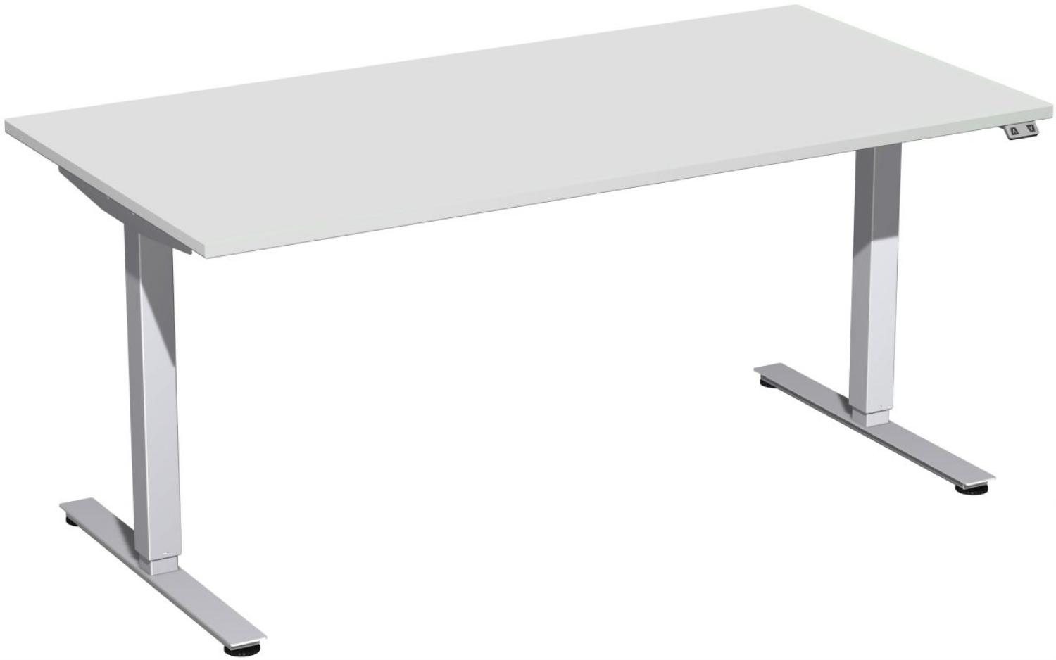 Elektro-Hubtisch 'Smart', höhenverstellbar, 160x80x70-120cm, gerade, Lichtgrau / Silber Bild 1