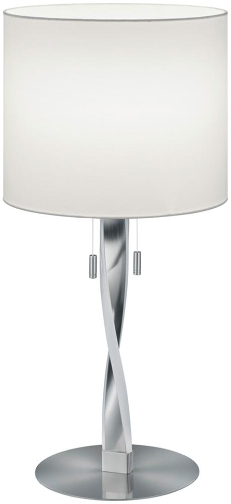 Große LED Tischlampe mit Stoffschirm Weiß und beleuchtetem Gestell, Höhe 62cm Bild 1