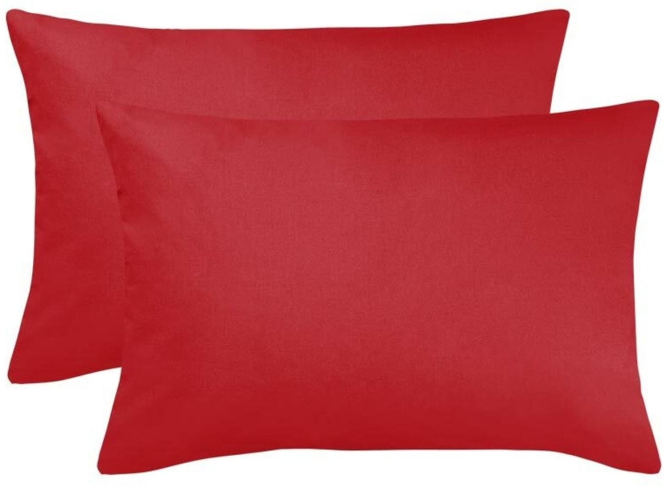 BettwarenShop Single Jersey Kissenbezug Ulm 2er Pack | 40x60 cm | rot Bild 1