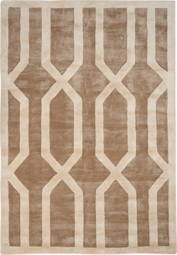 Teppich Viskose braun hellbeige 160 x 230 cm geometrisches Muster Kurzflor MAHRIN Bild 1