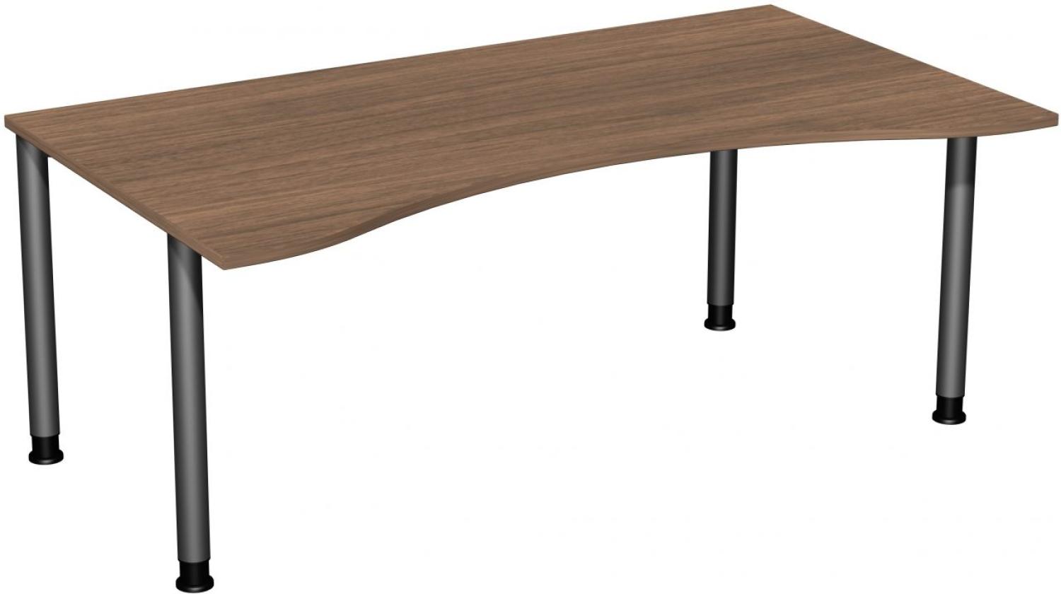 Schreibtisch '4 Fuß Flex' höhenverstellbar, 180x100cm, Nussbaum / Anthrazit Bild 1