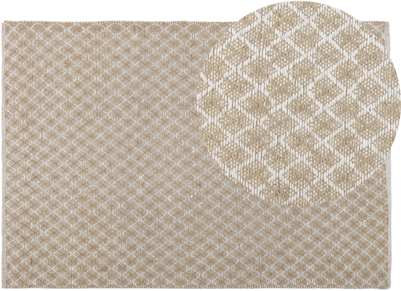 Teppich beige 140 x 200 cm kariertes Muster Kurzflor AKBEZ Bild 1