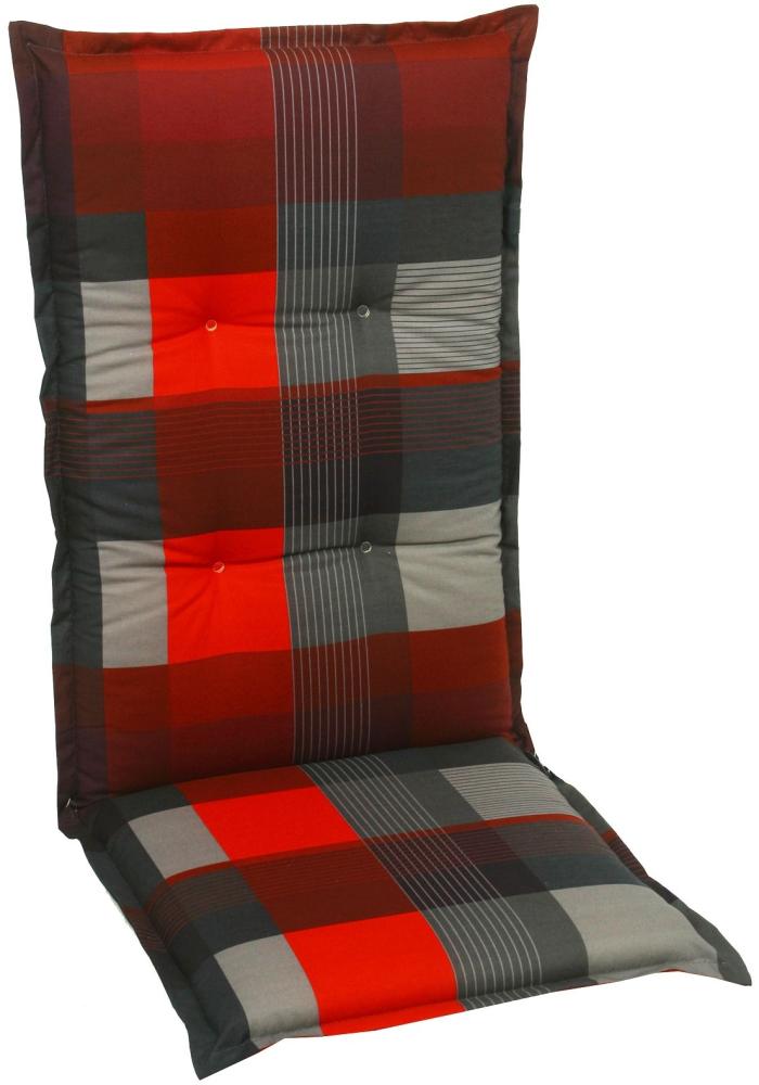 GO-DE Hochlehner-Auflage 120 x 50 x 8 cm rot kariert Sitzkissen Sitzpolster Bild 1