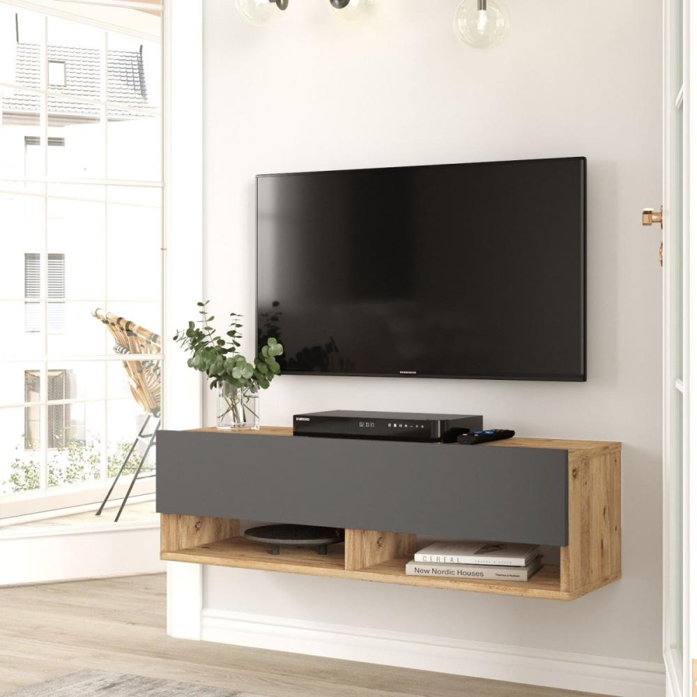 Designer TV Lowboard Balvano Anthrazit/Holz Bild 1