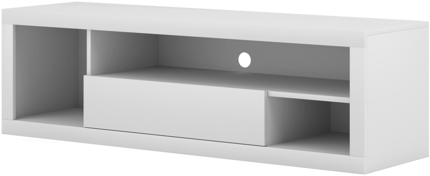 Domando Lowboard Pordenone Modern für Wohnzimmer Breite 140cm, Push-to-open-System, Weiß Matt Bild 1