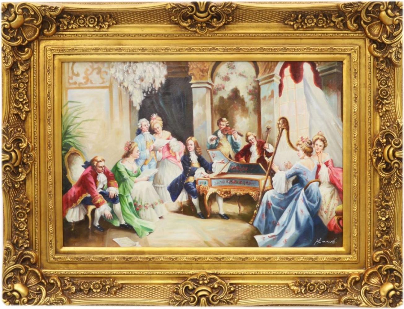 Casa Padrino Barock Öl Gemälde Musizieren Gold Prunk Rahmen 130 x H. 100 cm - Möbel im Barockstil Bild 1