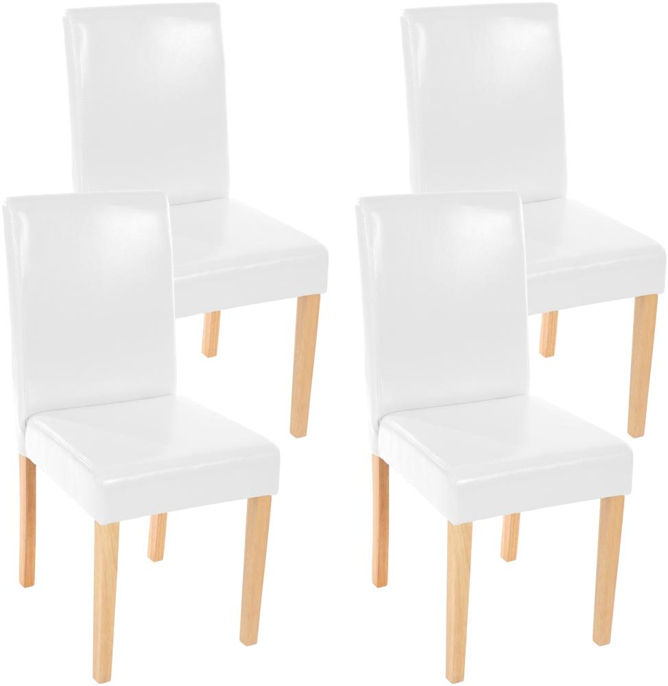 4er-Set Esszimmerstuhl Stuhl Küchenstuhl Littau ~ Leder, weiß helle Beine Bild 1