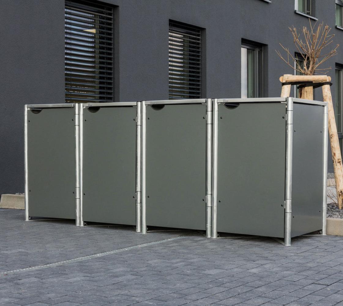 Hide Metall Mülltonnenbox für 4 Mülltonnen 120 Liter | Grau | 64x242x115 cm Bild 1