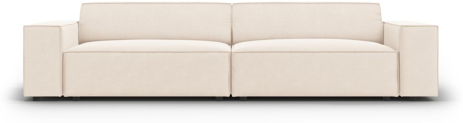 Micadoni 4-Sitzer Samtstoff Sofa Jodie | Bezug Light Beige | Beinfarbe Black Plastic Bild 1