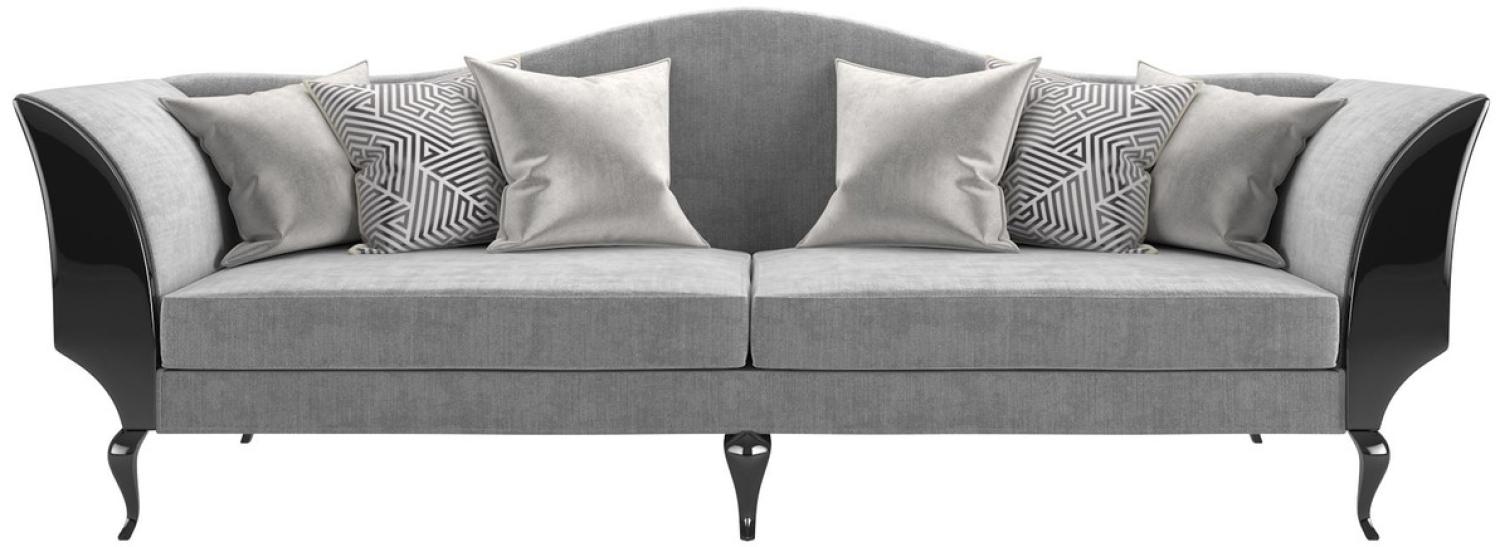 Casa Padrino Luxus Art Deco Wohnzimmer Sofa Grau / Schwarz 255 x 92 x H. 100 cm Bild 1