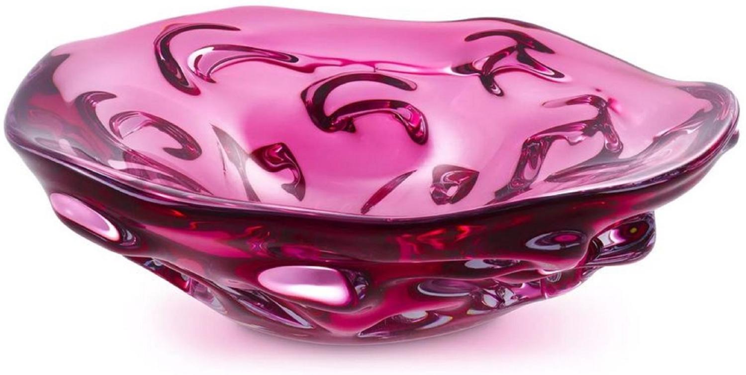 Casa Padrino Luxus Glasschale Rosa Ø 27,5 x H. 7 cm - Mundgeblasene Deko Glas Obstschale - Glas Deko Accessoirs - Luxus Kollektion Bild 1