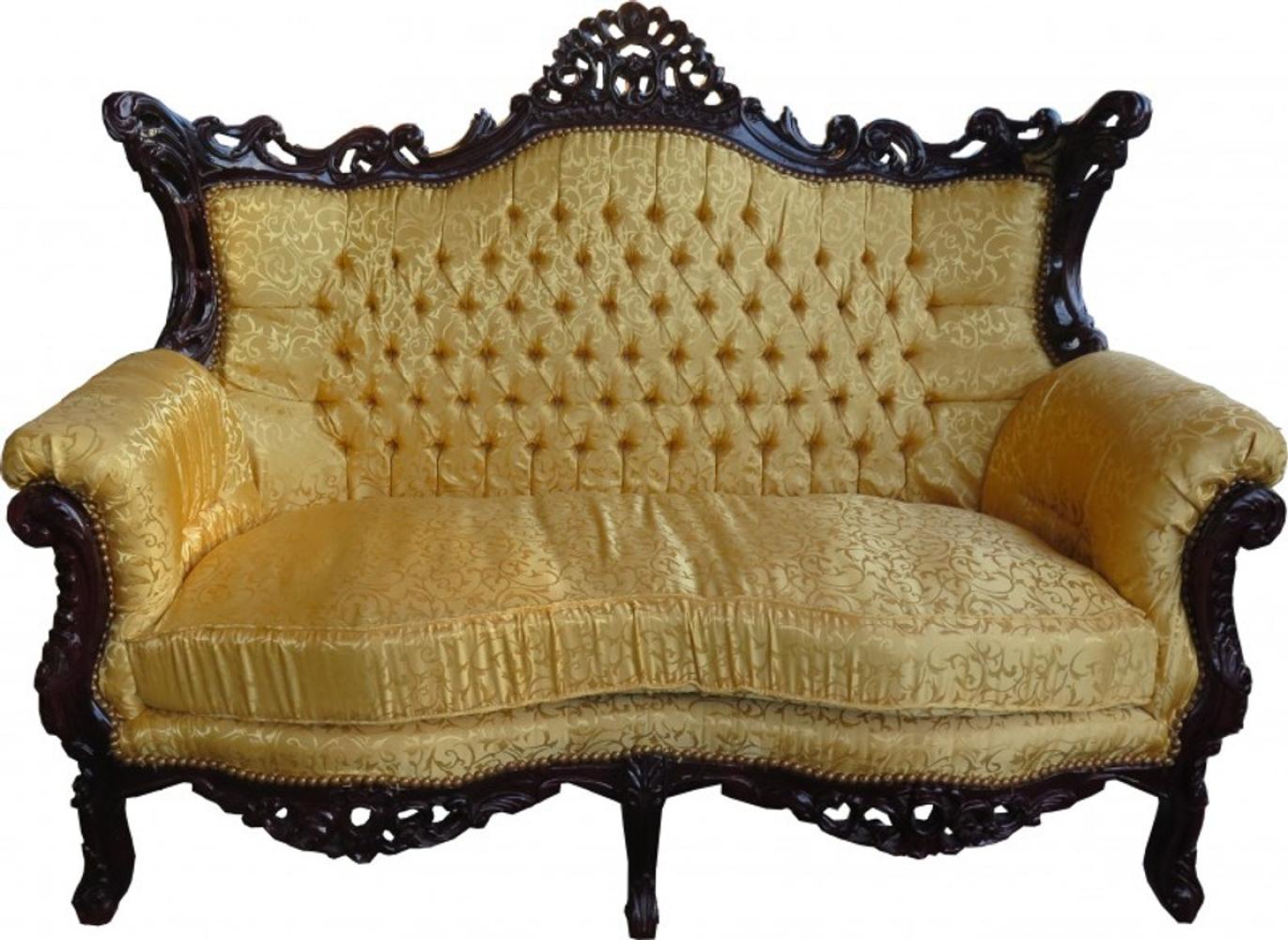 Casa Padrino Barock 2-er Sofa Master Gold Muster / Mahagoni Braun Bild 1