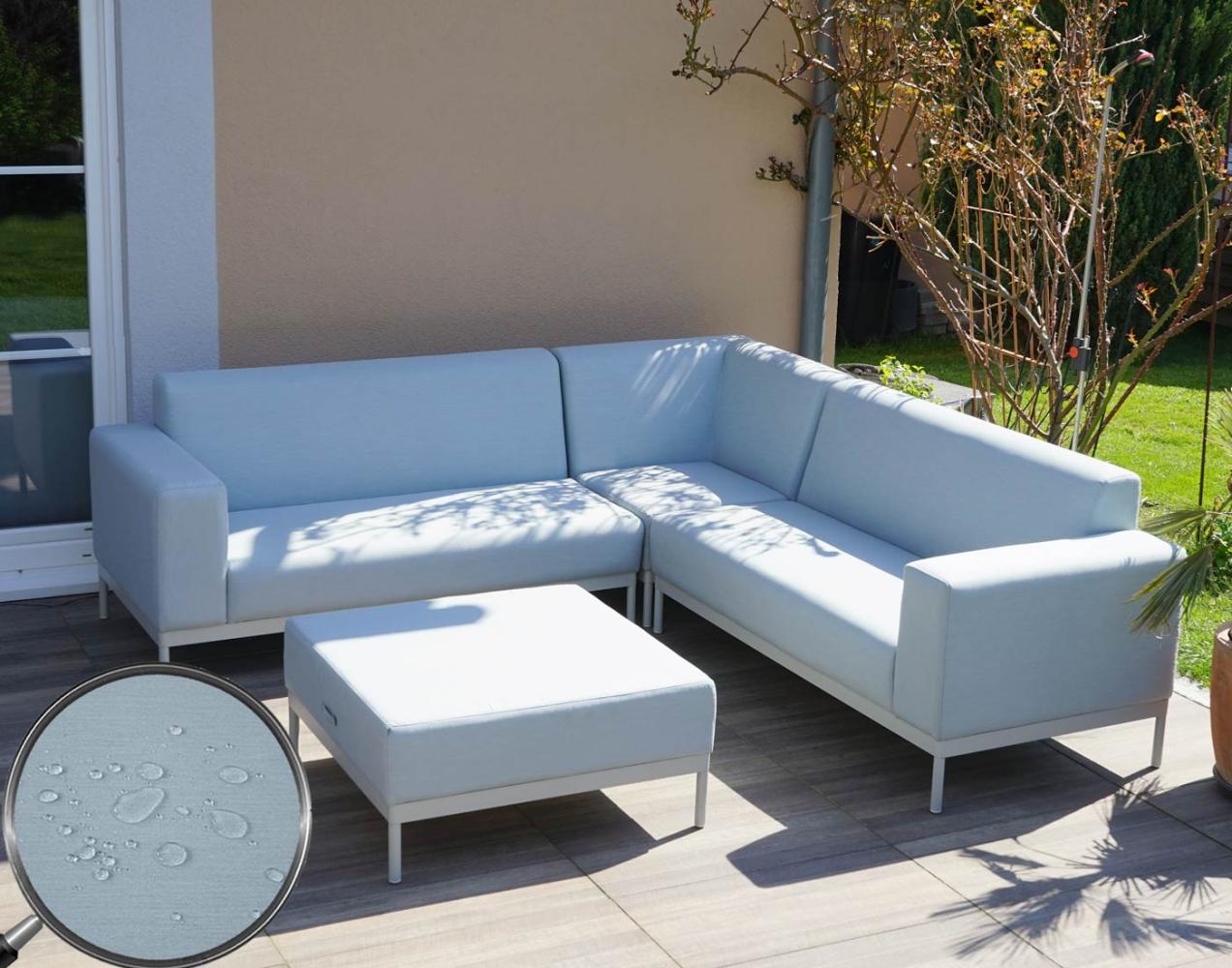 Alu-Garten-Garnitur HWC-C47, Sofa, Outdoor Stoff/Textil ~ blau ohne Ablage, ohne Kissen Bild 1