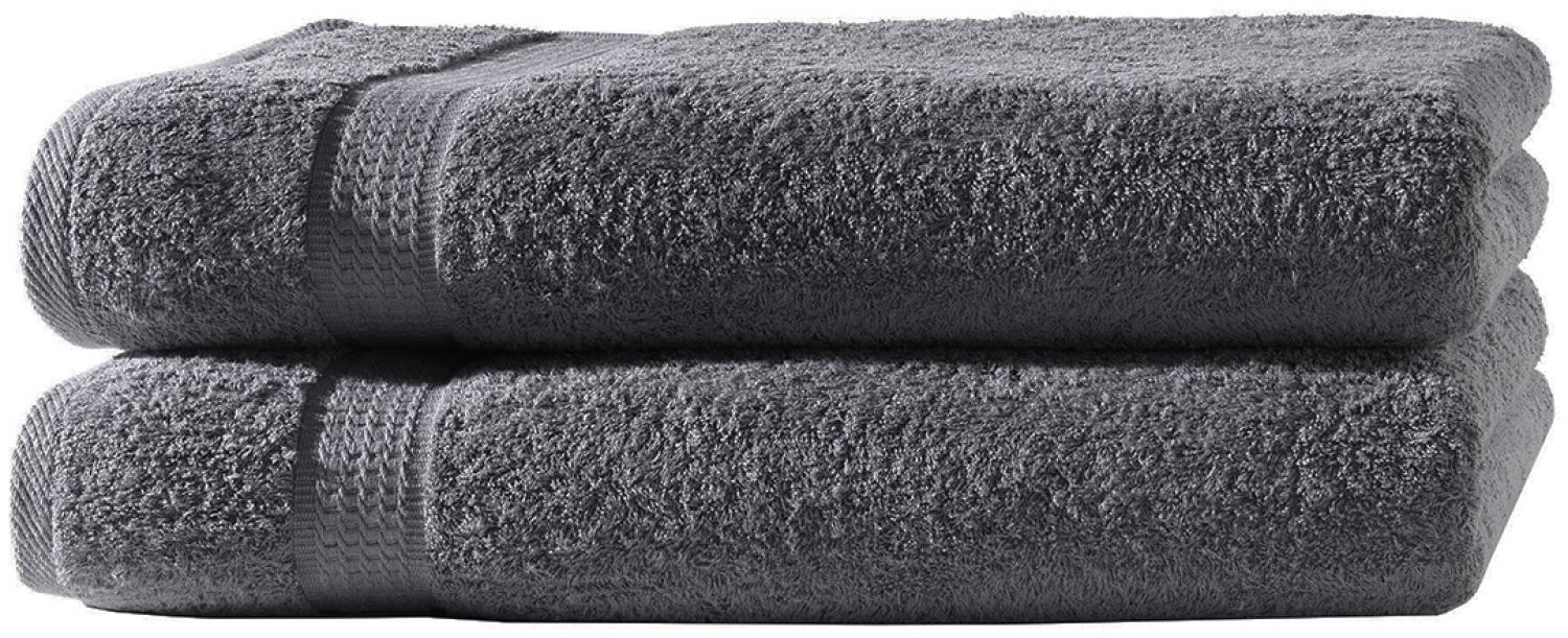 Müskaan - 2er Set Frottee Handtücher Elegance 50x100 cm 100% Baumwolle 500 g/m² Handtuch anthrazit Bild 1