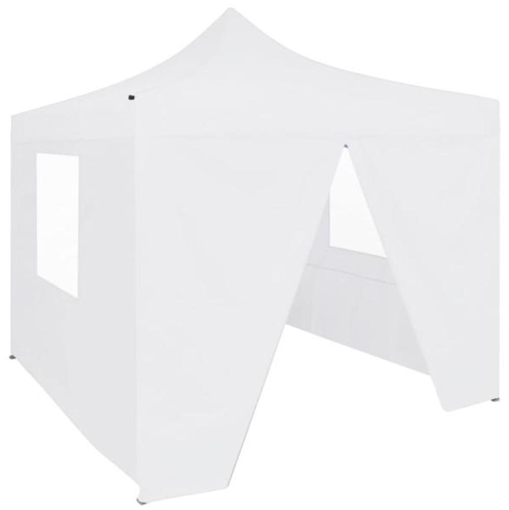 Profi-Partyzelt Faltbar mit 4 Seitenwänden 3×3m Stahl Weiß Bild 1
