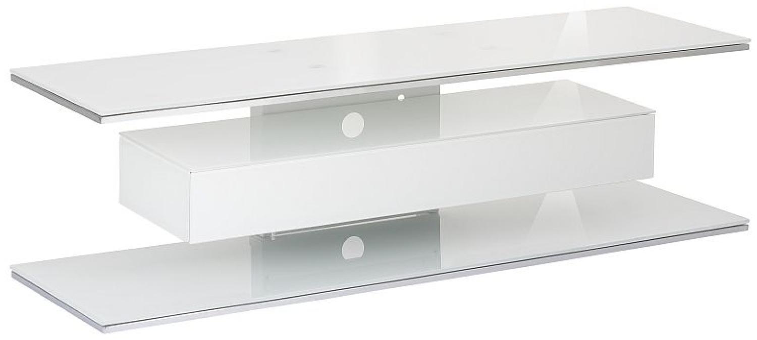 TV - Rack Lowboard 77289942 Schwarzglas - Weißglas Maße 1400 x 414 x 450 mm weißglas Bild 1