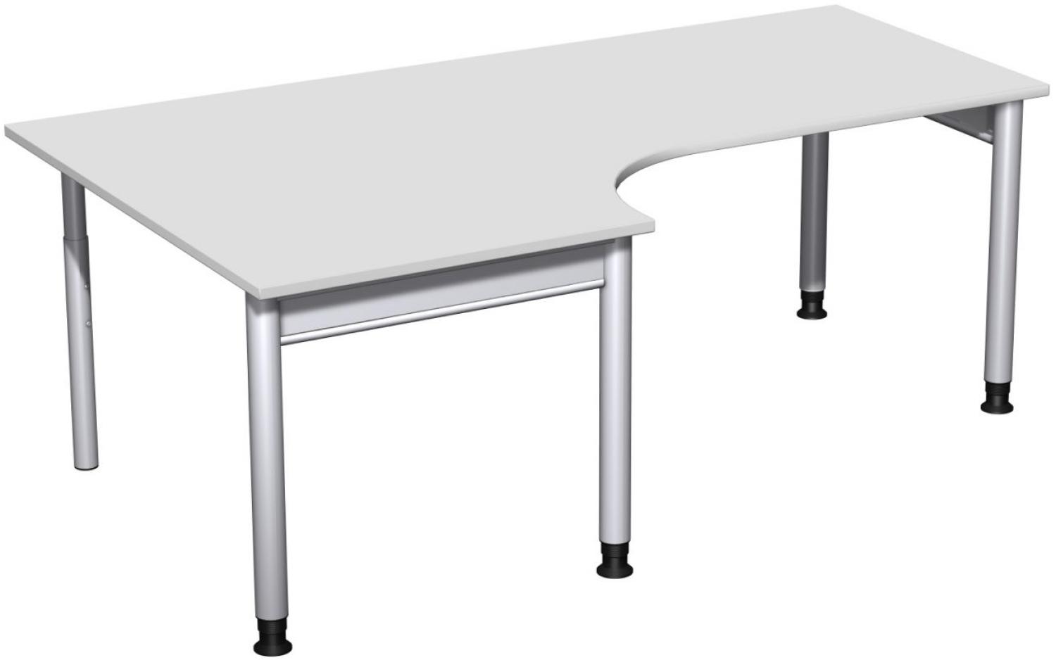 PC-Schreibtisch '4 Fuß Pro' links, höhenverstellbar, 200x120cm, Lichtgrau / Silber Bild 1