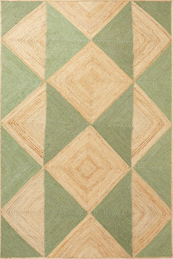 Teppich Jute beige grün 200 x 300 cm geometrisches Muster Kurzflor CALIS Bild 1
