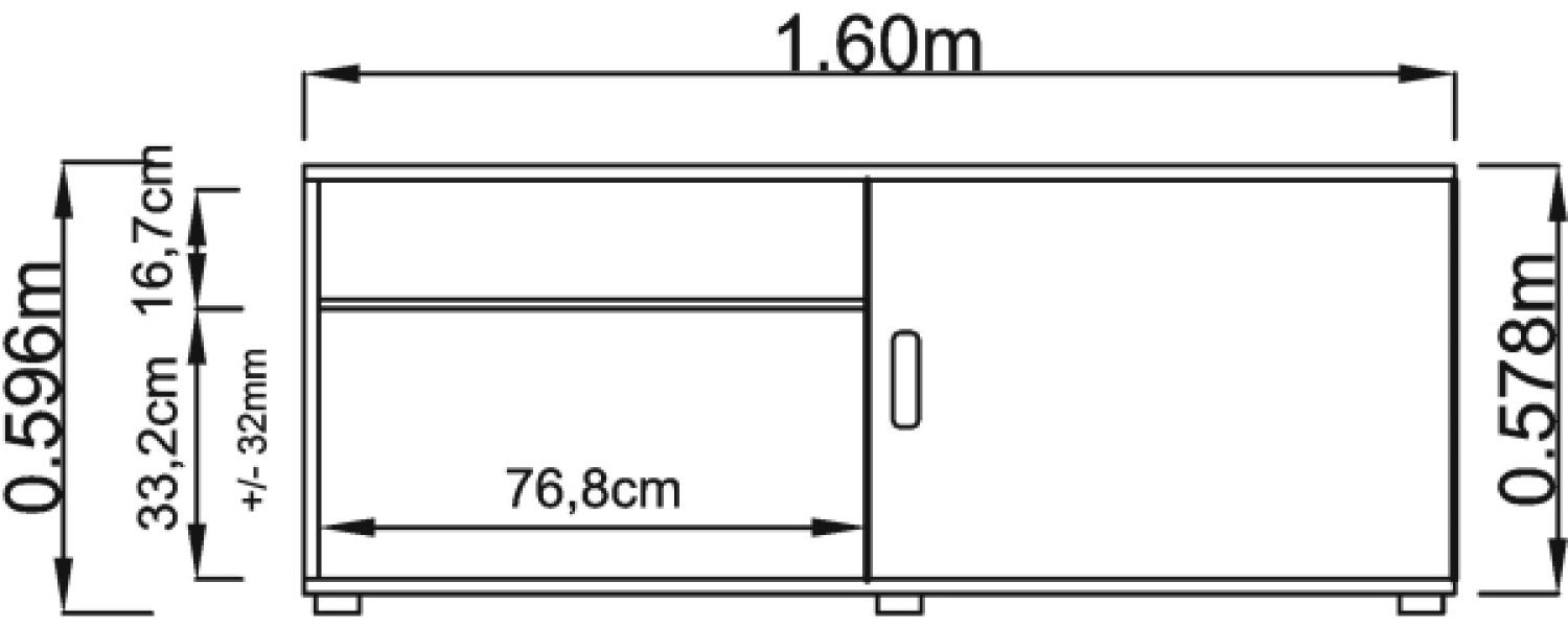 Sideboard 1,5OH beids. nutzbar Nussbaum / Weiß Bild 1
