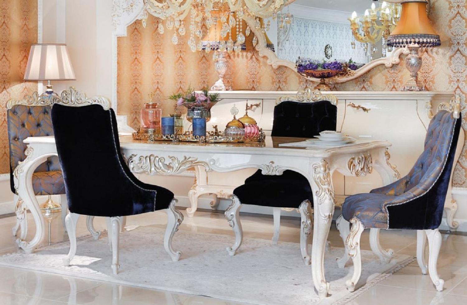 Casa Padrino Luxus Barock Esszimmerstuhl Set - 6 Küchen Stühle - Edle Esszimmer Möbel im Barockstil Bild 1