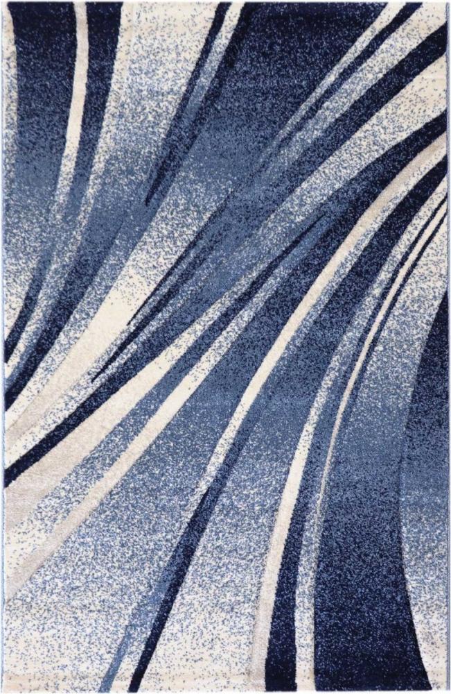 Teppich Trend Blau 80 x 150cm Kurzflor Geo-Muster Wohnzimmerteppich Modern Bild 1