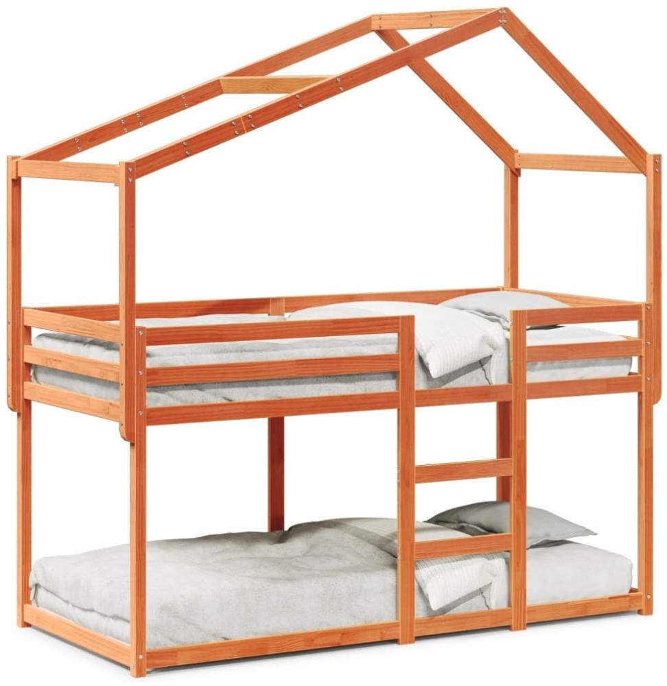 Etagenbett mit Dach Wachsbraun 90x190 cm Massivholz Kiefer 3282046 Bild 1