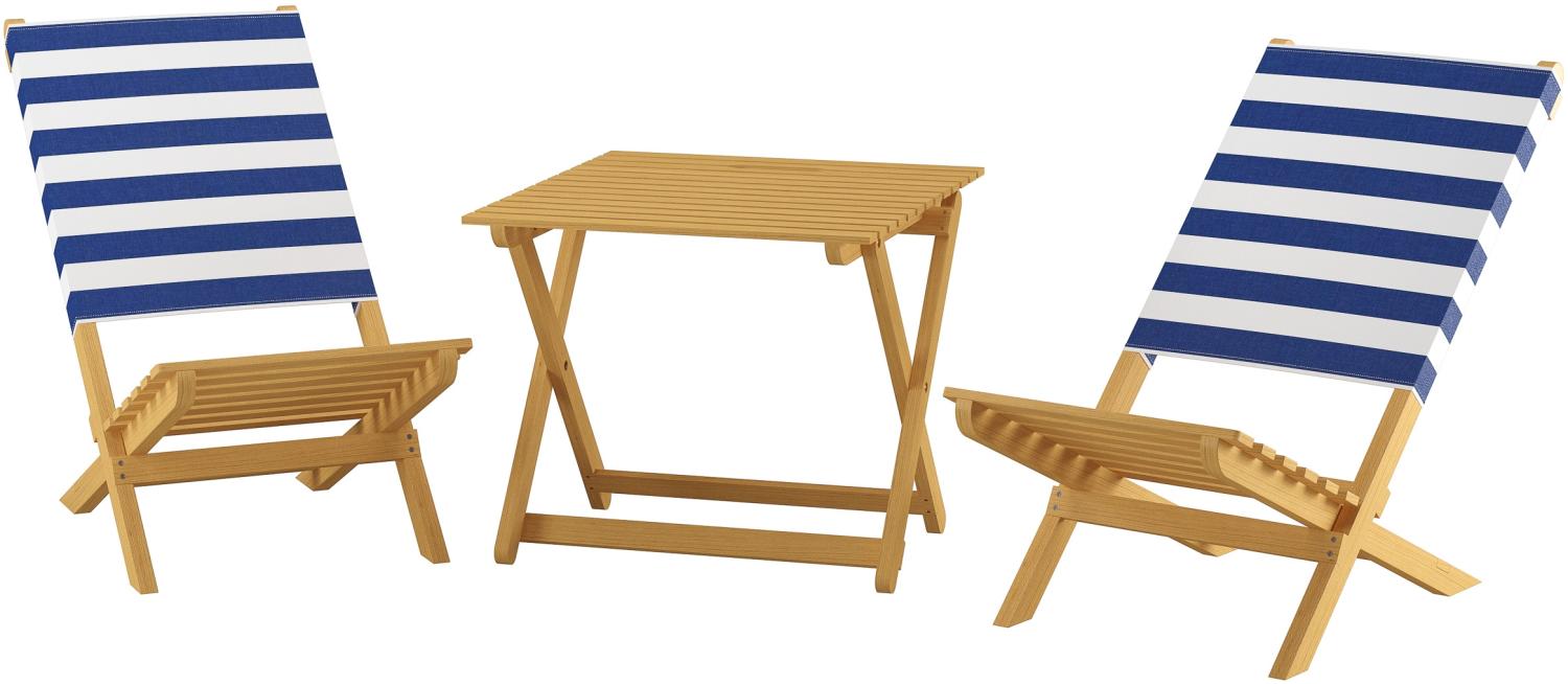 Erst-Holz V-10-351 2 Stühle mit Tisch und Tasche, Buche, blau/weiß Bild 1