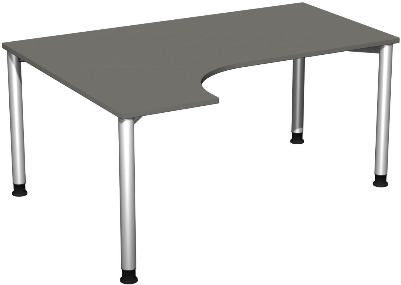 PC-Schreibtisch '4 Fuß Flex' links, höhenverstellbar, 160x120cm, Graphit / Silber Bild 1