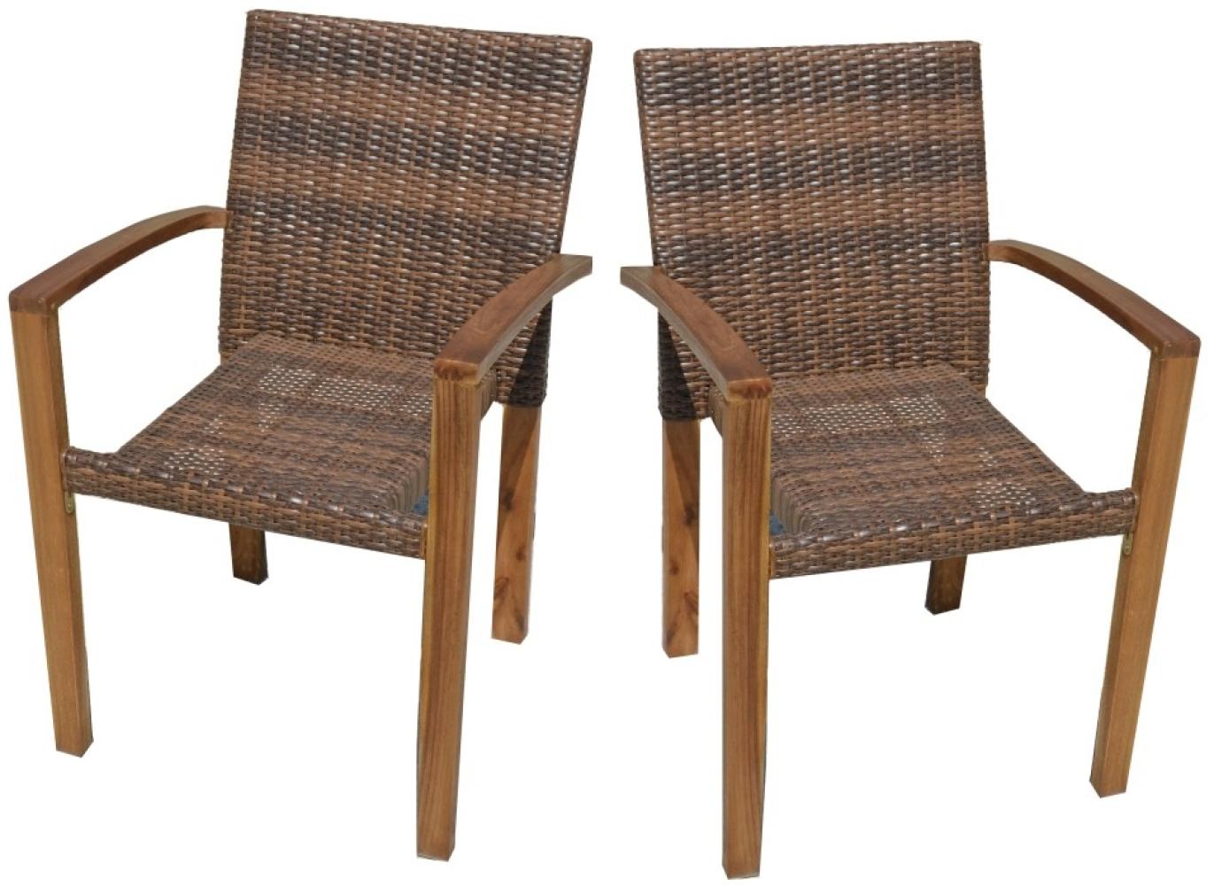 2x Stapelstuhl Gartenstuhl Garten Stühle Stuhl Akazie Holz Rattan Optik Möbel Bild 1
