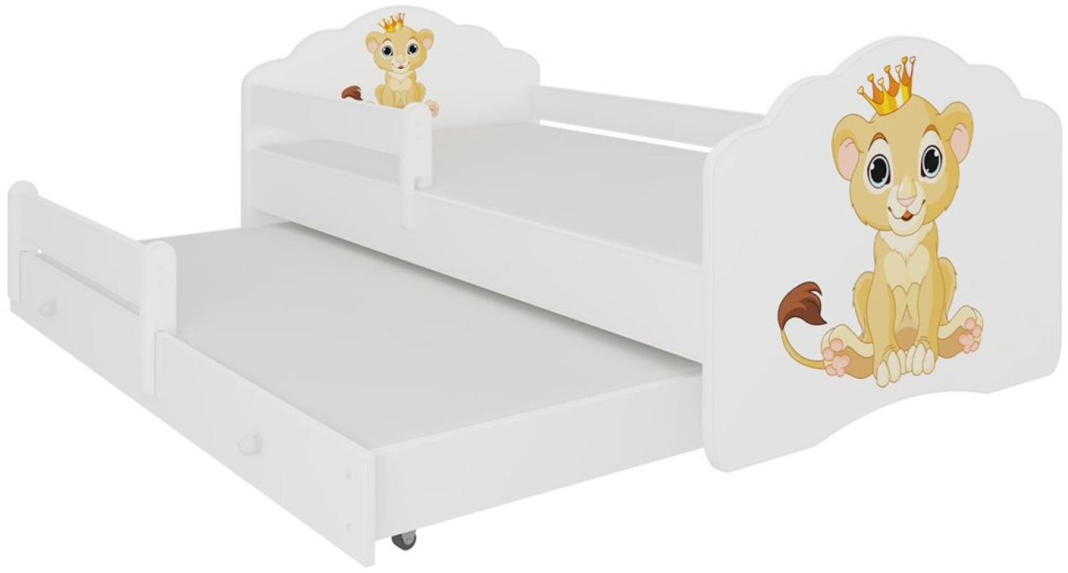 Kinderbett mit Schutzbarriere FROSO II, 160x80, Muster f4, Löwe Bild 1