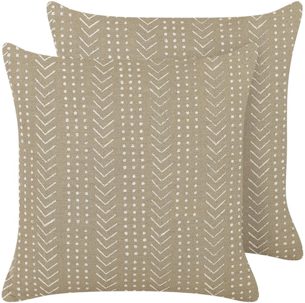 Dekokissen geometrisches Muster Baumwolle taupe 45 x 45 cm 2er Set SENECIO Bild 1