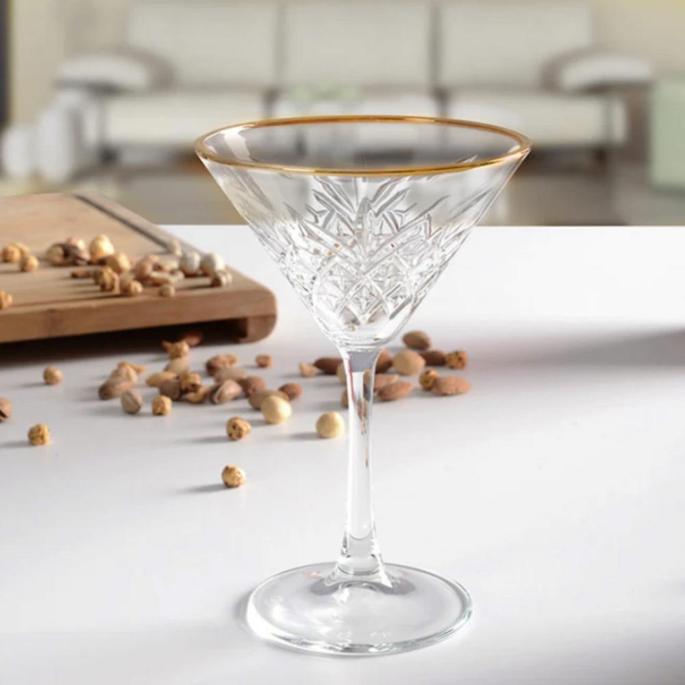 Pasabahce 440176 Timeless Martiniglas, Cocktailschale, Cocktailglas, 230ml, Glas, transparent/gold, 4 Stück Bild 1