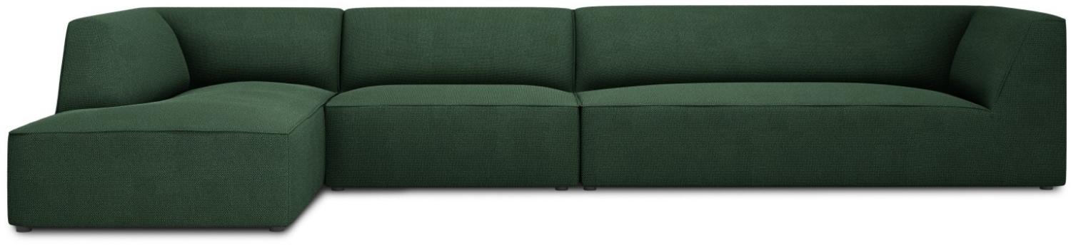 Micadoni 5-Sitzer Modular Ecke links Sofa Ruby | Bezug Green | Beinfarbe Black Plastic Bild 1