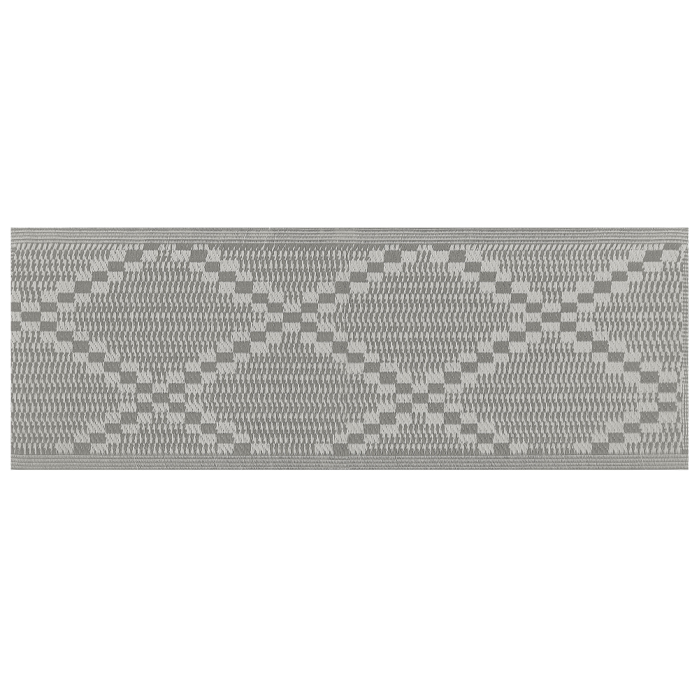 Outdoor Teppich grau 60 x 105 cm kariertes Muster Kurzflor JALNA Bild 1
