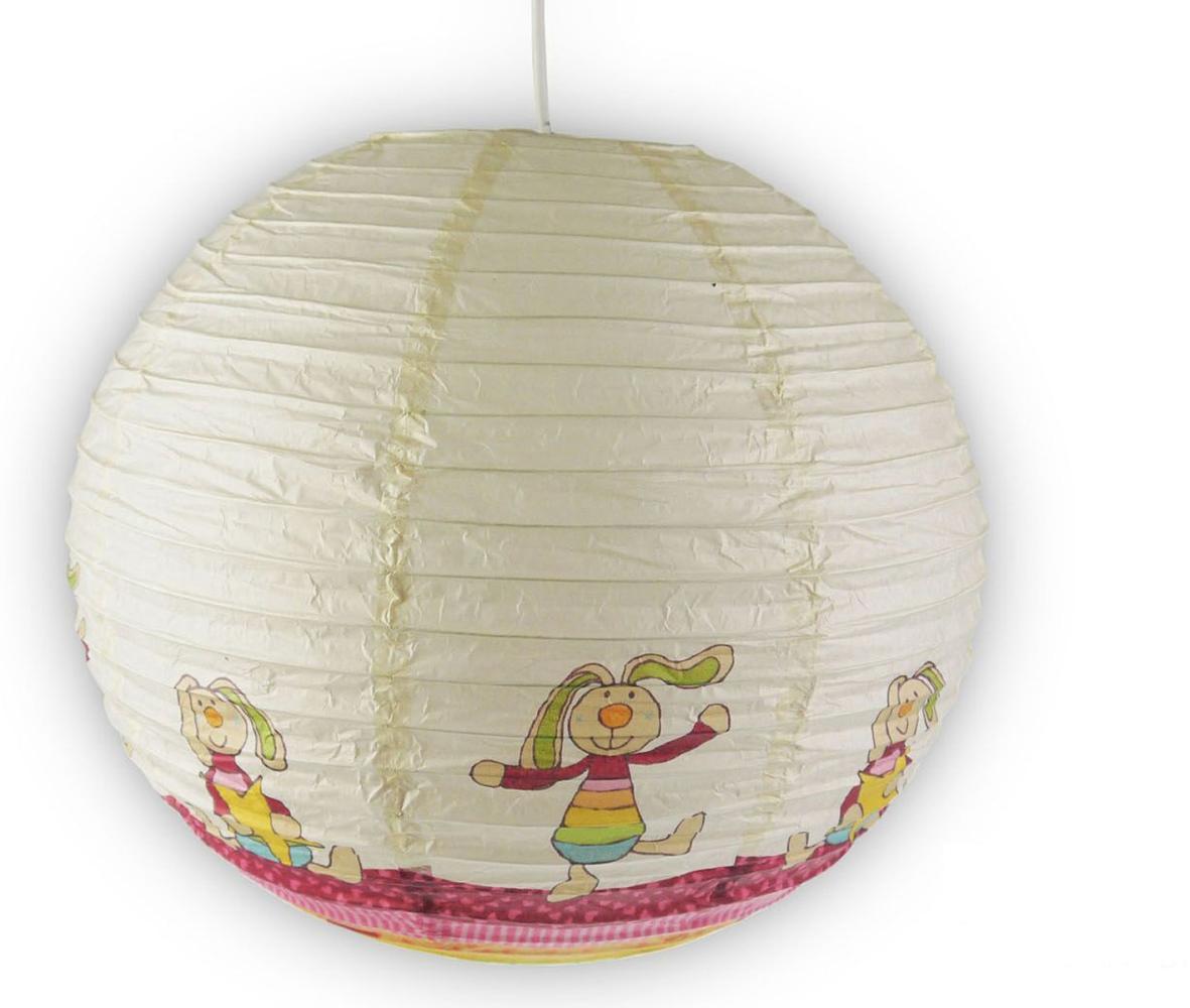 Kinder Papierlampe RABBIT Motiv Lampenschirm Ø40cm mit Aufhängung & LED Licht Bild 1