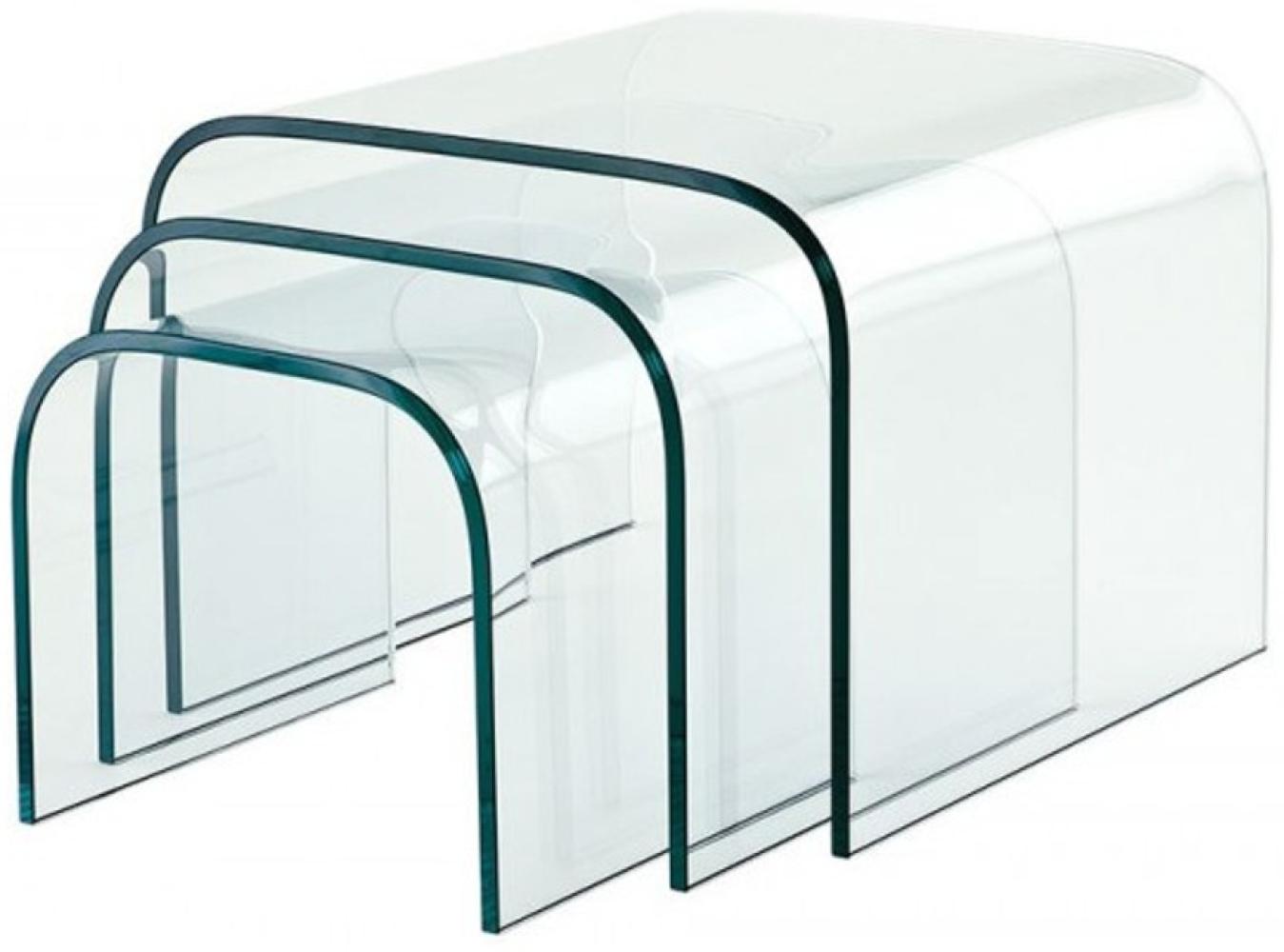 Casa Padrino Luxus Art Deco Designer Glas Beistelltisch 3er Set - Luxus Kollektion Bild 1