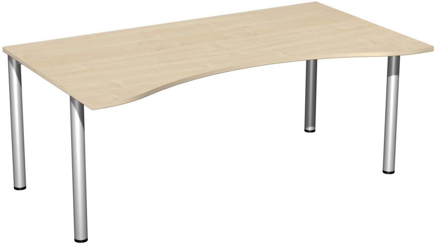 Schreibtisch '4 Fuß Flex', feste Höhe 180x100cm, Ahorn / Silber Bild 1