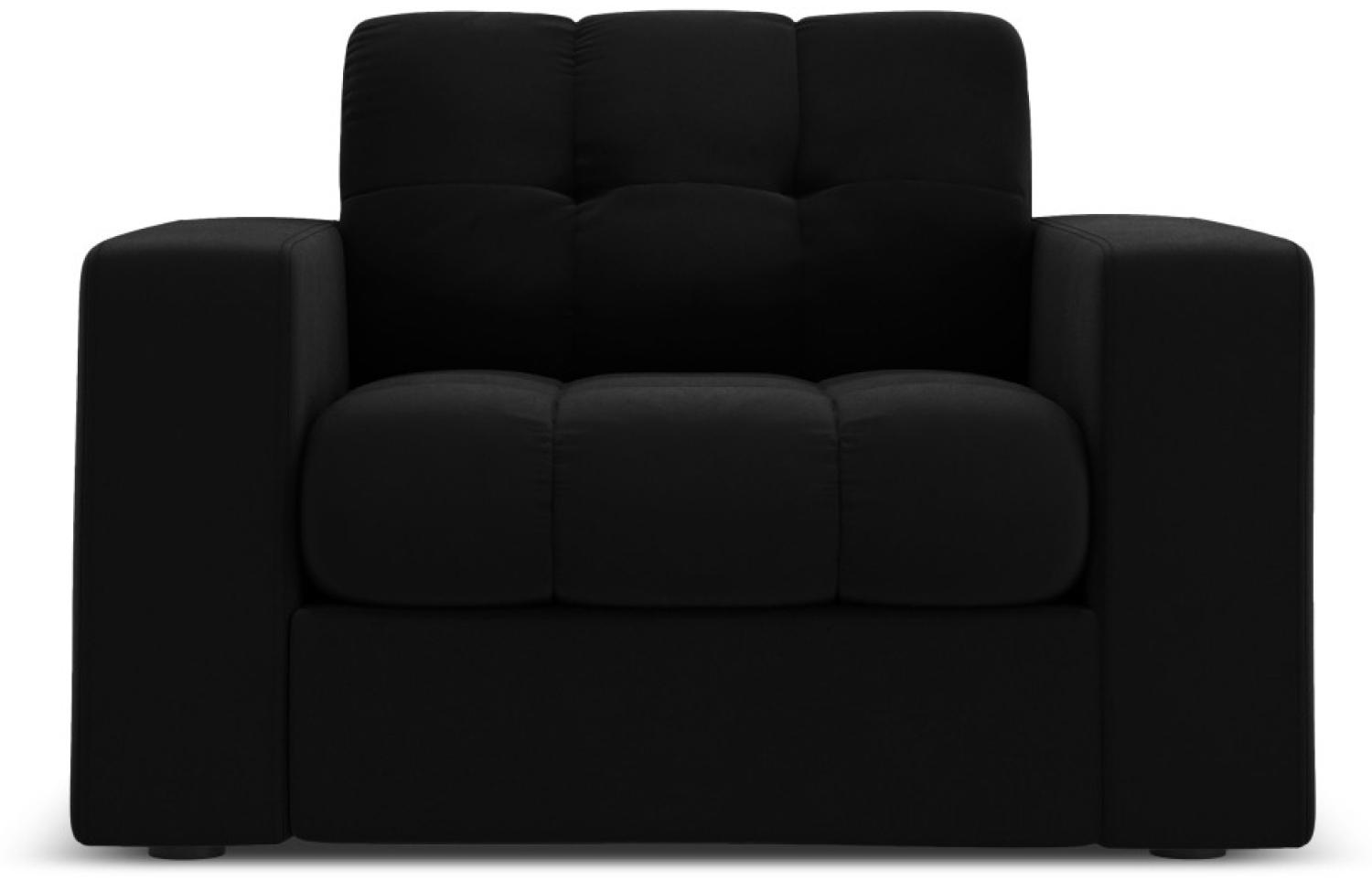 Micadoni Samtstoff Sessel Justin | Bezug Black | Beinfarbe Black Plastic Bild 1