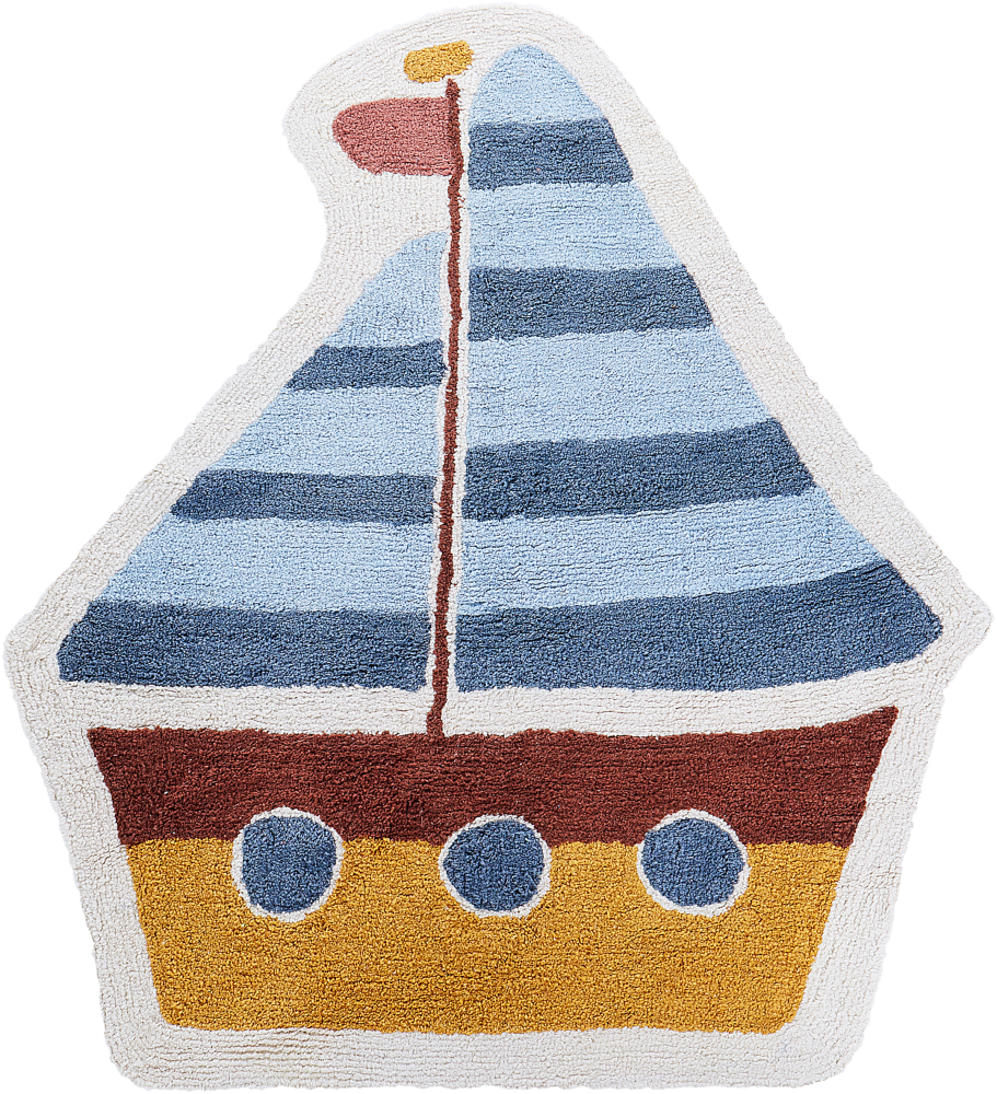 Kinderteppich aus Baumwolle Schiffsmotiv 105 x 120 cm mehrfarbig SPETI Bild 1