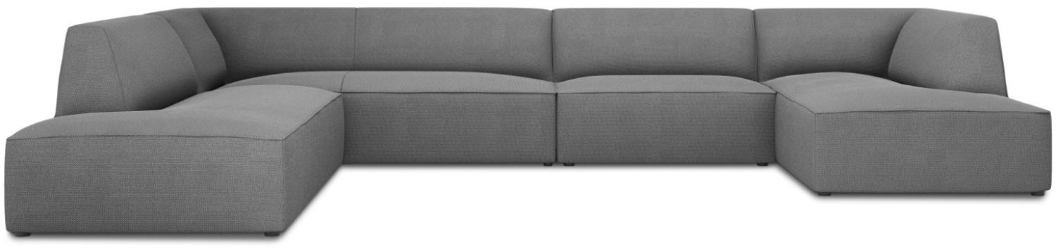Micadoni 7-Sitzer Panorama Ecke links Sofa Ruby | Bezug Grey | Beinfarbe Black Plastic Bild 1