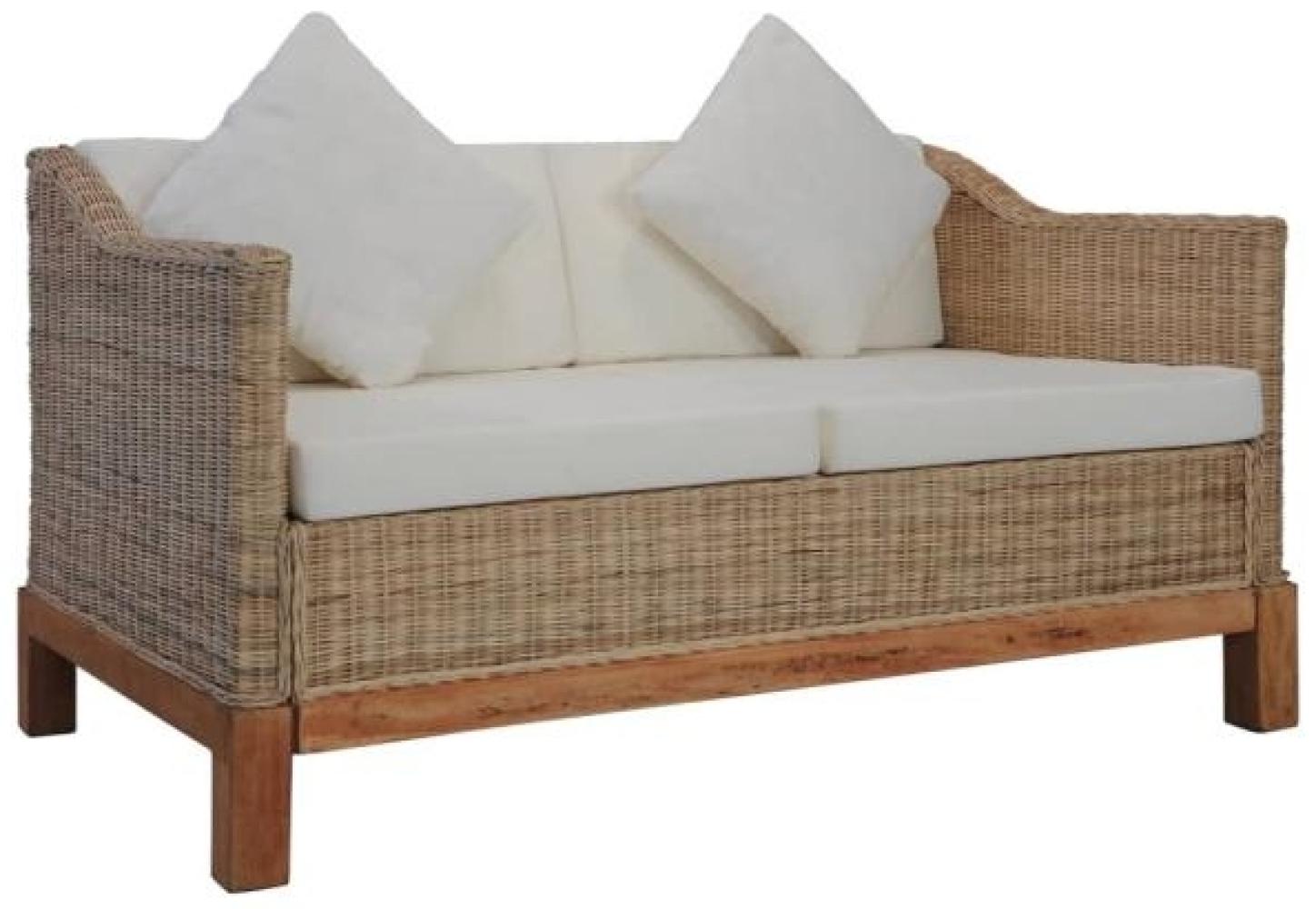 vidaXL 2-Sitzer-Sofa mit Auflagen Natur Rattan [283076] Bild 1