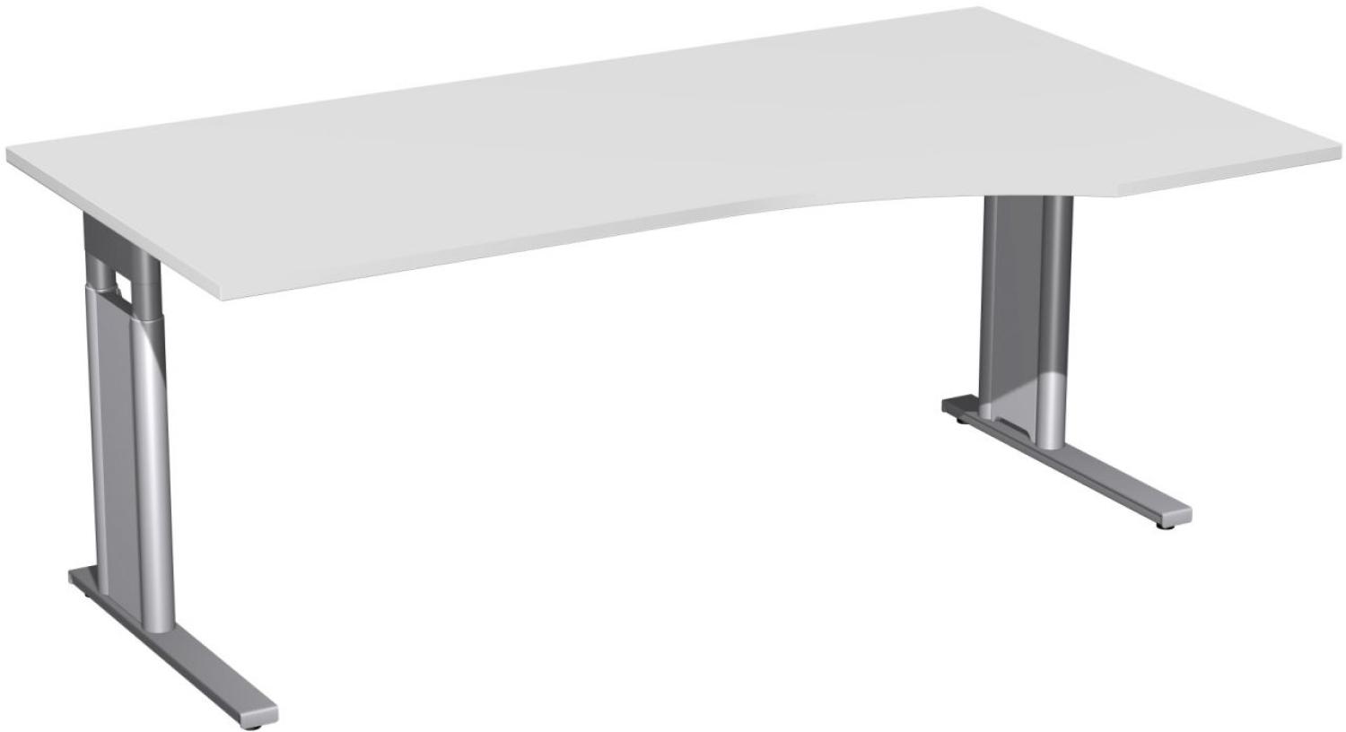 PC-Schreibtisch rechts, höhenverstellbar, 180x100cm, Lichtgrau / Silber Bild 1